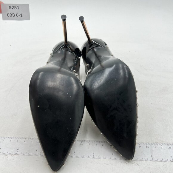 FSJ Black Studded Pointed Toe Transparent Pumps High Heels Shoes - Picture 7 of 8